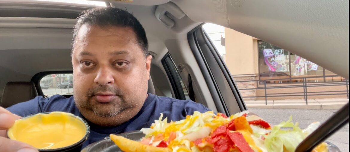 Eating Taco Bell Loaded Taco Fries & Burrito