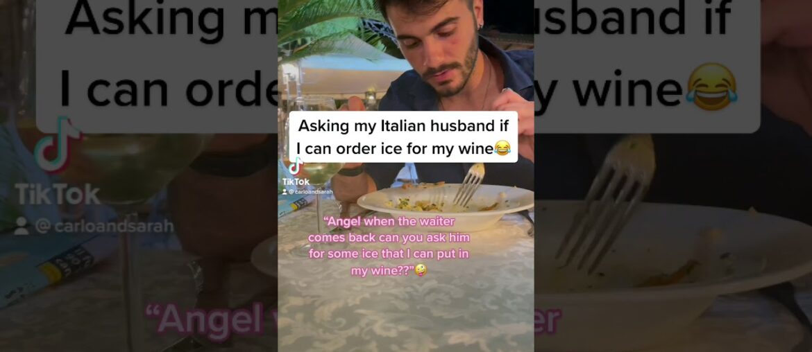 Asking my Italian husband if I can order ice for my wine #shorts