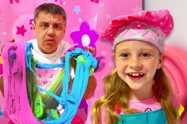 Nastya teaches dad how to be creative. Useful video for children