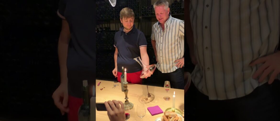 French wine- how to open, pour, and decant an old bottle of Bordeaux at Chateau Kirwan
