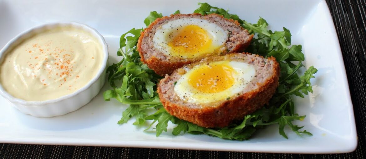 Scotch Eggs -  Crispy Sausage-Wrapped Soft Cooked Egg - How to Make Scotch Eggs