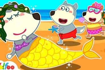 Mommy Turns Into a Mermaid Princess - Wolfoo Playing Fun on the Beach with Family | Wolfoo Channel