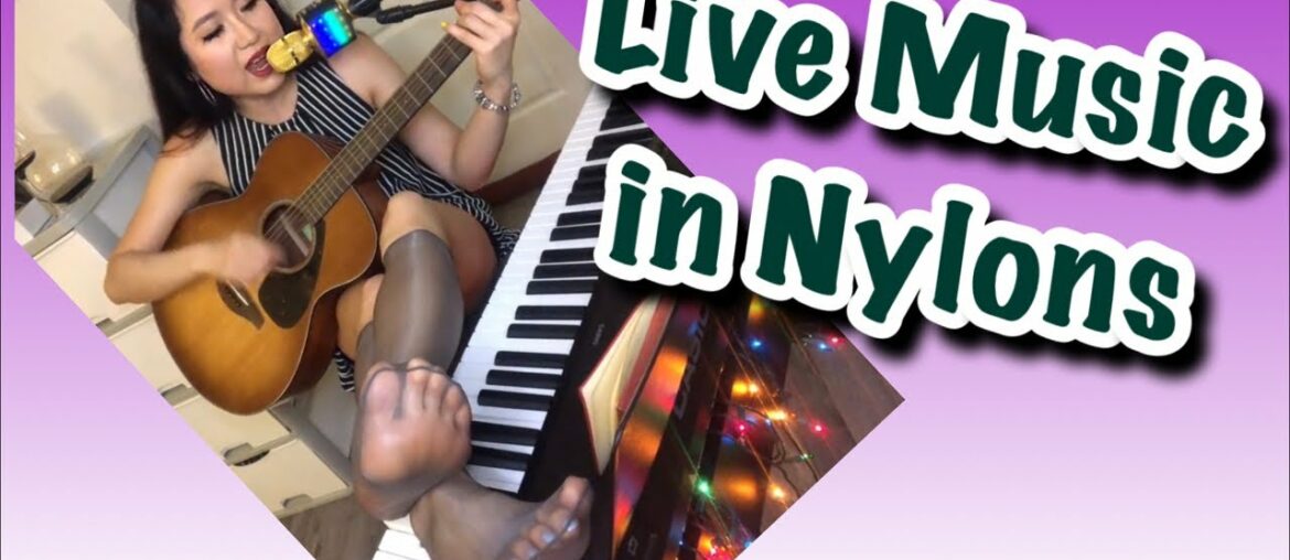 Music in Pantyhose Nylons, Live Piano Guitar Singing, Stockings Tights Hosiery Feet ASMR