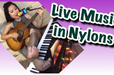 Music in Pantyhose Nylons, Live Piano Guitar Singing, Stockings Tights Hosiery Feet ASMR