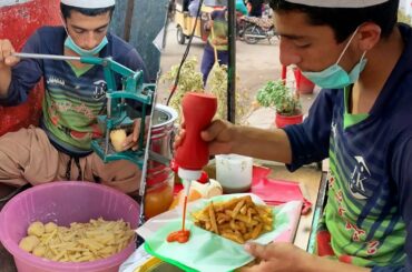 Crispy French Fries Making By Peshawari Boy | Mcdonald's & OPTP Fries Recipe, Street Food Aloo Chips