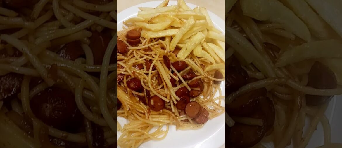 How To Make Sausage Spaghetti & French Fries! #shorts #cooking #recipe