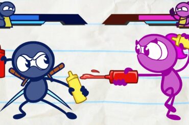 Ninja Pencilmate Defeats a Sandwich Monster