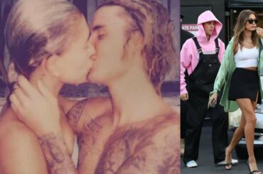 Hailey Bieber enjoys romantic dinner date with husband Justin in Beverly Hills.