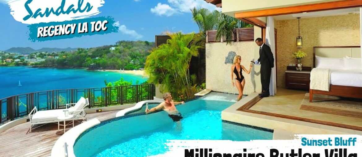 Sunset Oceanview Bluff Millionaire Butler Villa (SV) | Sandals La Toc, St Lucia | Tour & Review 4K