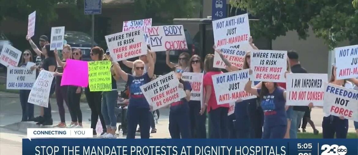 Nurses in Bakersfield protest California's vaccine mandate