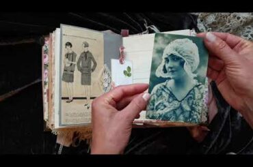 Ladies' delight - leather-covered junk journal with antique French laces and ephemera - NO WORDS