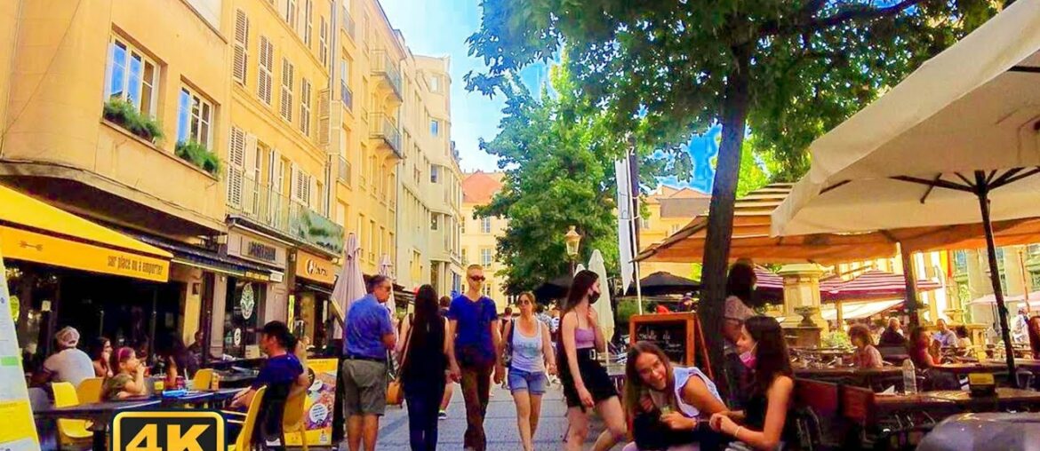 Metz, France -  Shopping streets, Cafes and Restaurants (4K UHD)