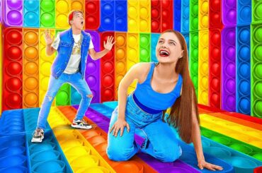 WOW! POP IT HOUSE FOR 24 HOURS || Funny Simple Dimple Life Hacks! Squishy Challenge By 123GO! TRENDS