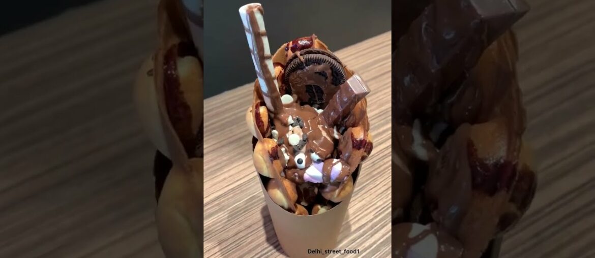 Bubble waffle Chocolate waffle Delhi Street Food #shortvideo Bubble waffle Chocolate waffle Delhi Street Food #shortvideo