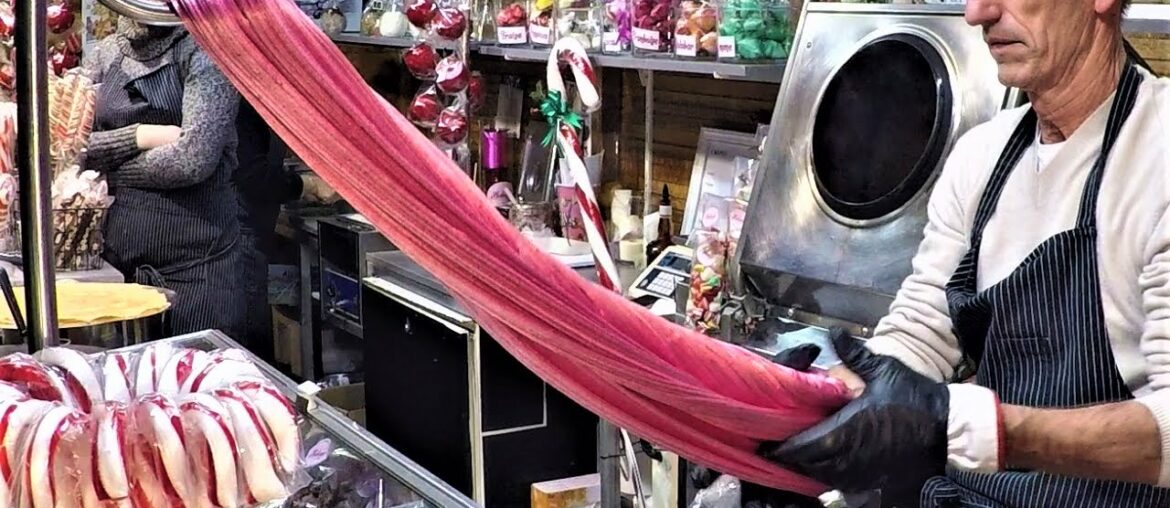 Street Food in Nice, France. Huge Sausages, Raclette, Socca, Churros, Crepes, Handmade Candies