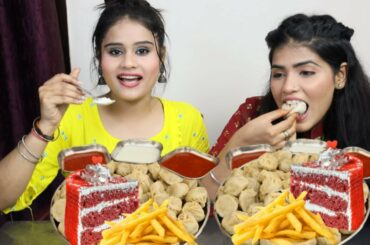 Paneer Momos, Red Velvet Pastry and French Fries | Yummy Vs Weird Same Color Food Challenge