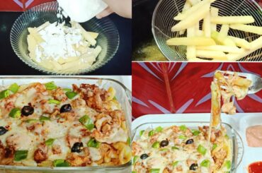 Pizza Fries - Famous Street Food Fries -  Loaded Pizza Fries - best cheesy French Fries