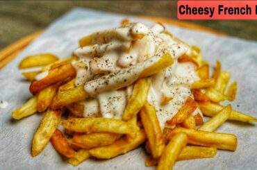 Cheesy French Fries Recipe | Home Made French Fries With Cheese Sauce Recipe