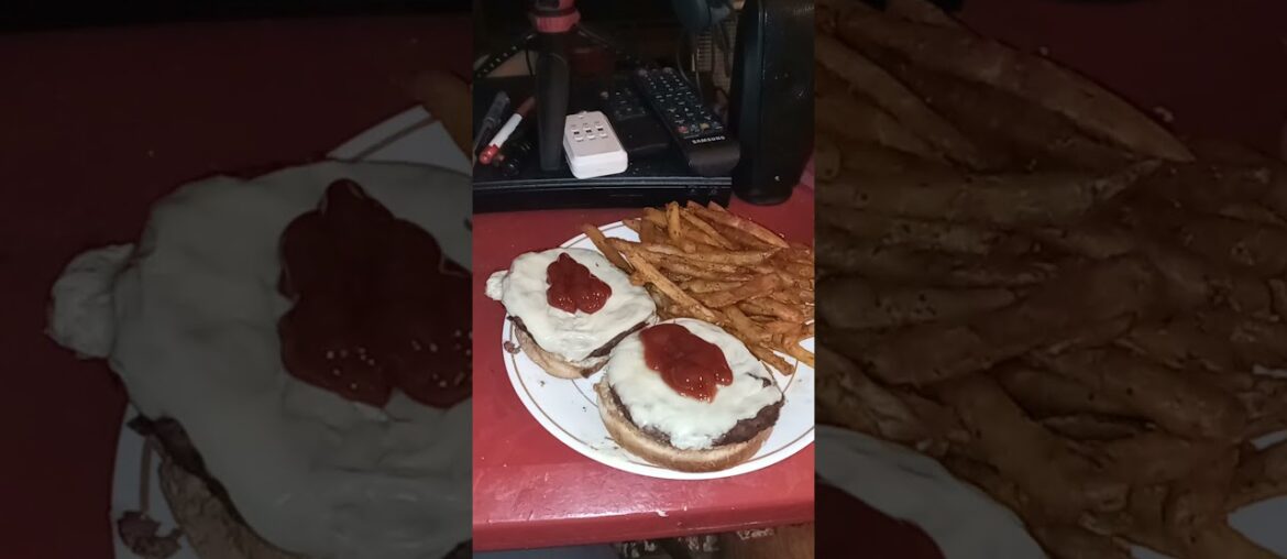 nice dinner of the day is cheeseburgers with french fries Red Riding Hood an honor to my friend