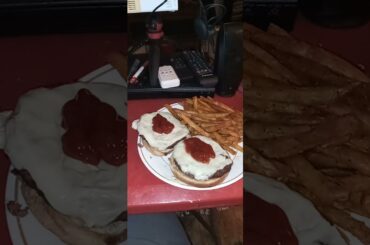 nice dinner of the day is cheeseburgers with french fries Red Riding Hood an honor to my friend