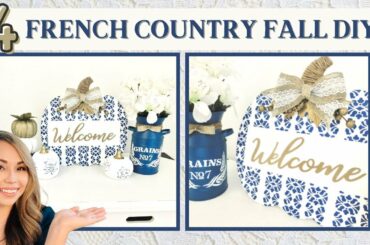 4 Vintage French Country Fall DIYs | Unique Fall Decor | Navy Blue, White, & Gold Fall Decor