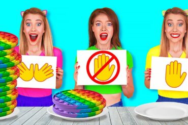 NO HANDS VS ONE HAND VS TWO HANDS EATING CHALLENGE || Pop it! Funny Situations by 123 GO! FOOD