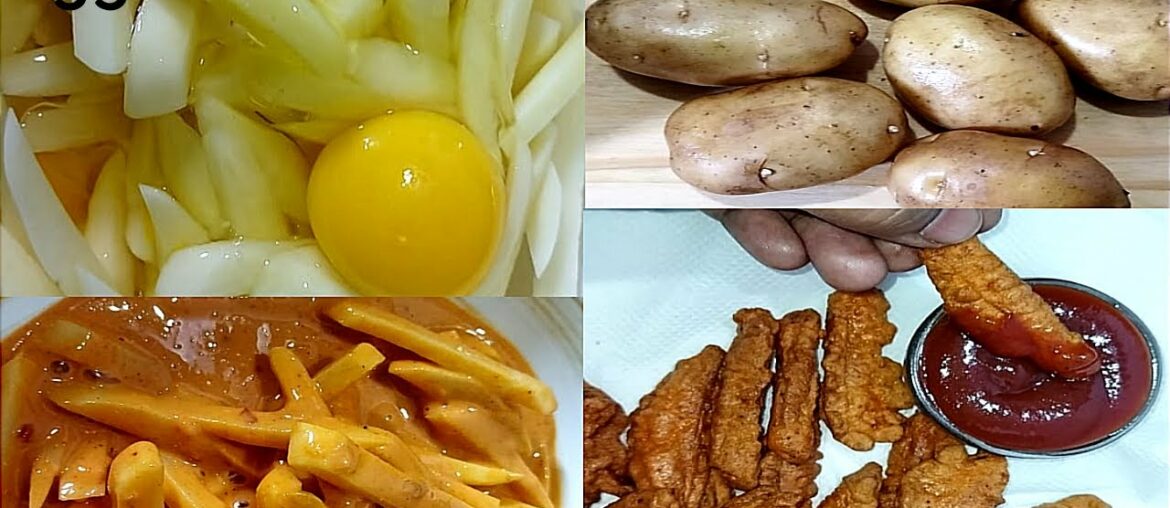 Egg French Fries Recipe | Crispy Egg French Fries | Easy Egg Potato French Fries | Potato Egg kabbab