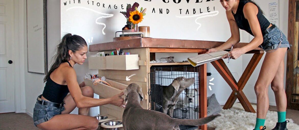 DIY Dog Kennel Cover With Storage + Copper Table Top!