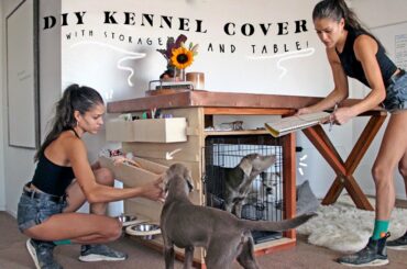 DIY Dog Kennel Cover With Storage + Copper Table Top!