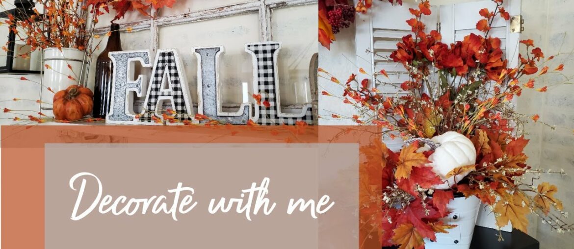 FALL DECORATE WITH ME - PUMPKINS AND LEAVES - FALL DECOR - FALL TABLESCAPE - FALL VIGNETTES