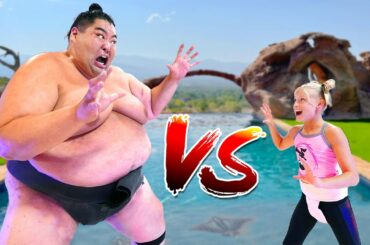 We challenged a 600 Pound Sumo! Ninjas vs Sumo!