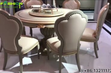 OE-FASHION hot luxury French light green round dining table and chairs set dining room furniture
