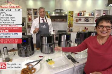 SHAQ 6 qt 1700W Stainless Steel Digital Air Fryer w/ Grill Plate | Holiday Gourmet Gifts Ft. Sea...