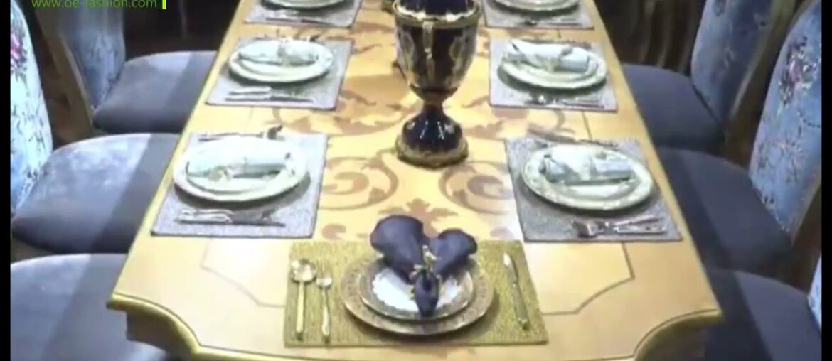 OE-FASHION wholesale luxury blue French Italian rococo style square shape dining table set