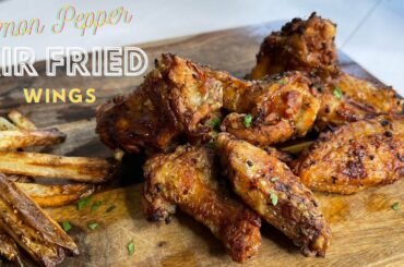 Air Fryer Lemon Pepper Wings n’ Fries | GAME DAY Crispy Chicken Wings and French Fries | Vlogtober 1