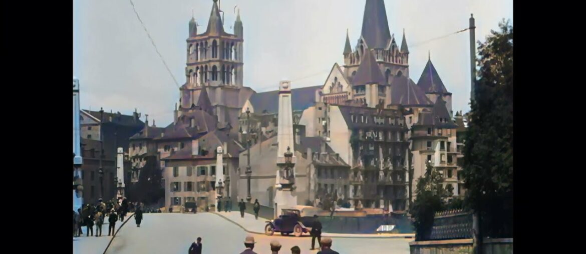 Old Lausanne in Switzerland in 1924 in color! [AI enhanced & colorized]