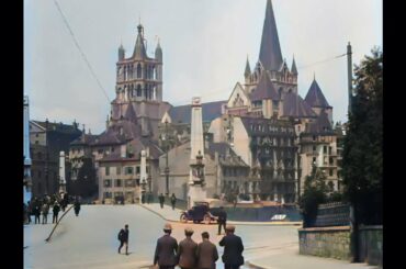 Old Lausanne in Switzerland in 1924 in color! [AI enhanced & colorized]