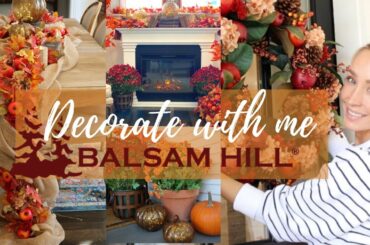 FALL DECORATE WITH ME // DECORATING FRONT PORCH, FIREPLACE MANTEL AND DINING ROOM WITH BALSAM HILL