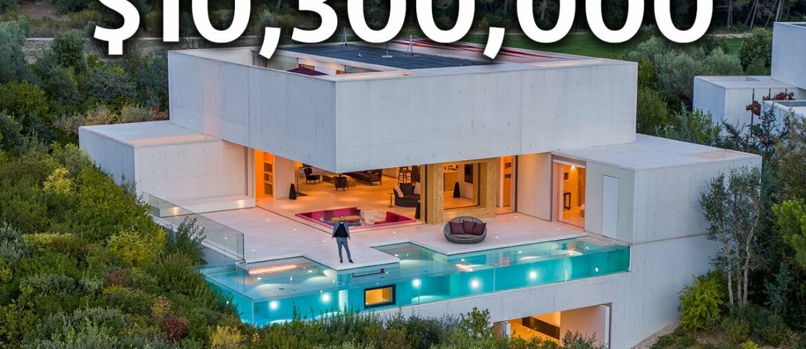 Touring $10,300,000 Minimalist CONCRETE Modern Mansion in the South of France