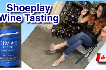 Glitter High Heels Shoeplay Dangle Pointed Stilettos, Long Legs Model Canadian Wine Tasting