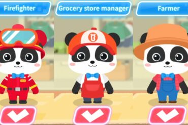 Baby Panda's Fun Professions 2 - Become a Firefighter, Grocery Store Manger and Farmer - Babybus