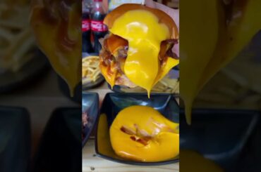 Thailand street food big burger full view with French fries yummy