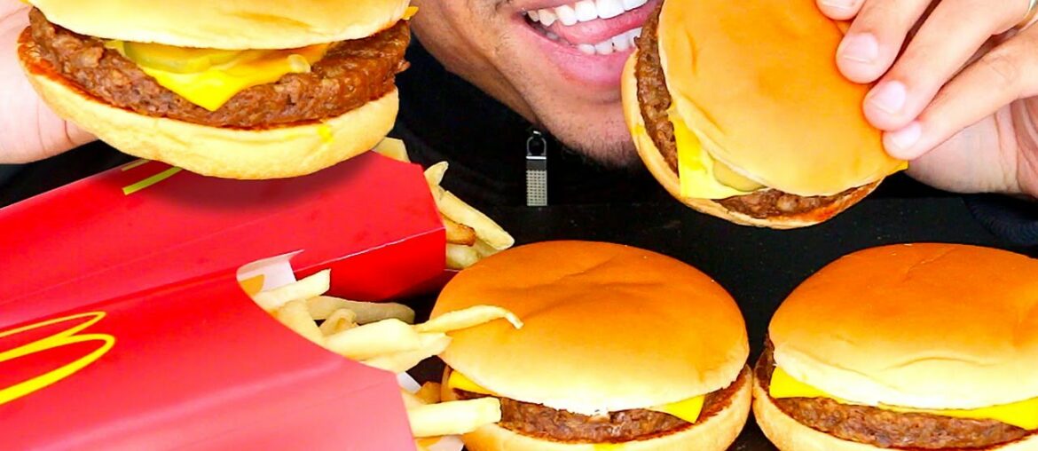 ASMR MCDONALD'S CHEESEBURGERS MUKBANG FRENCH FRIES JERRY EATING NO TALKING