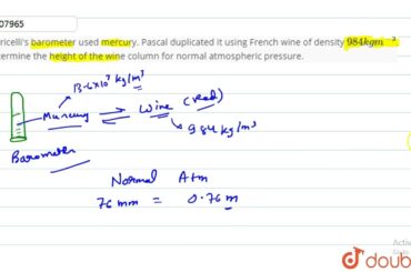 Torricelli's barometer used mercury. Pascal duplicated it using French wine of density 984 kg m^...