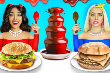 RICH FOOD VS POOR FOOD! Eating Expensive VS Cheap Sweets! Rich VS Broke Food War by RATATA CHALLENGE