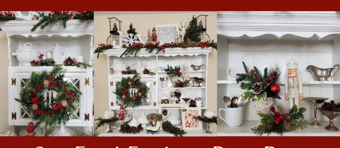 COZY FRENCH FARMHOUSE DINING ROOM - CHRISTMAS DECORATE WITH ME 2021 - CHRISTMAS HUTCH
