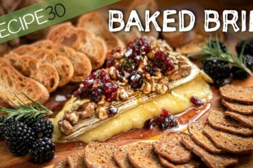 French Baked Brie with Cranberries, Walnuts and Honey