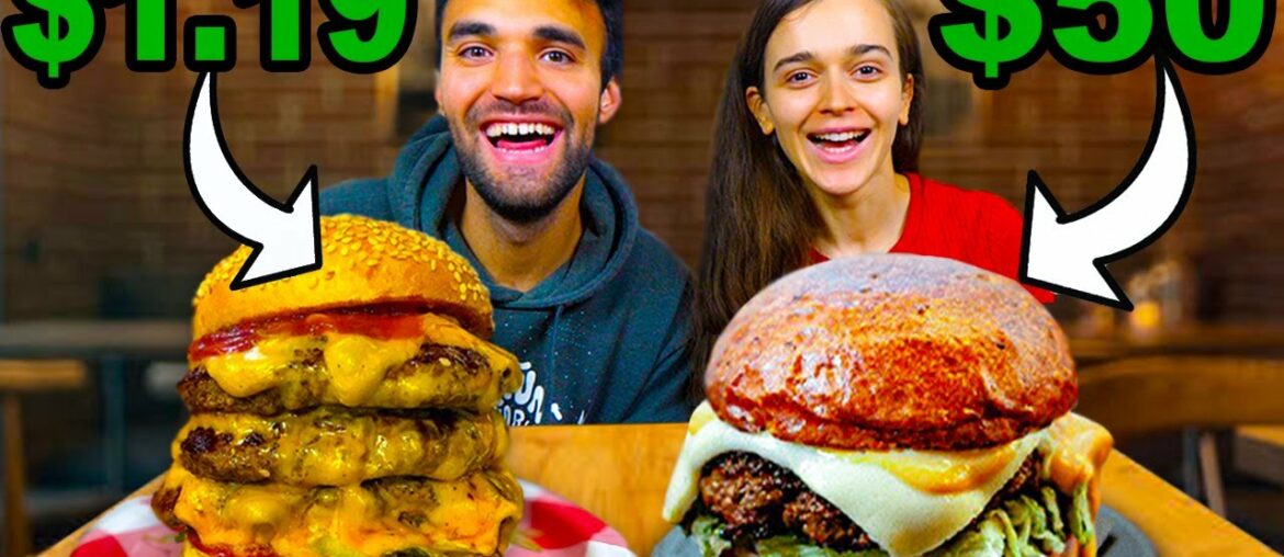 CHEAP Vs  EXPENSIVE BURGER ($1 vs $50) ft Living Bobby