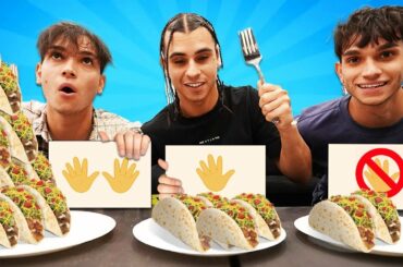 NO HANDS vs ONE HAND vs TWO HANDS FOOD CHALLENGE!
