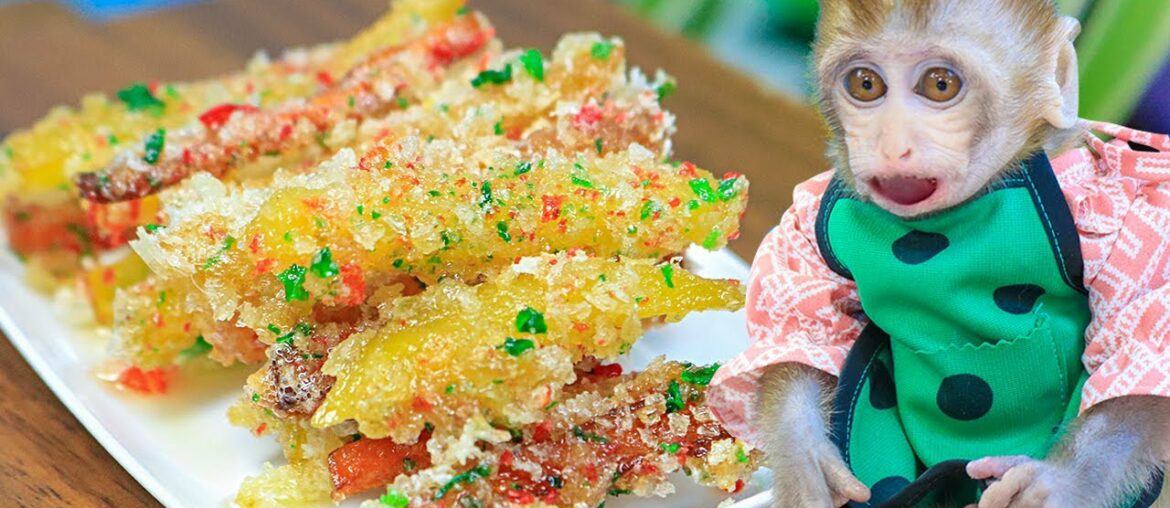 Crispy Potato Chips Recipe By Baby Monkey | Monkey BOBO Cooking | Crispy French Fries